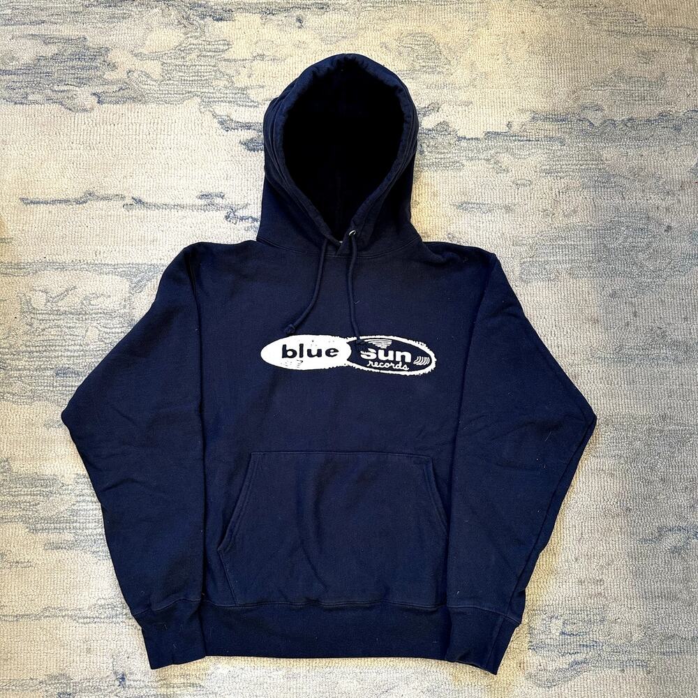 Rare Blue-Sun Records NYC Hoodie Blue Champion Large